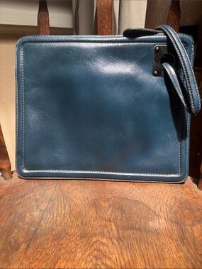 Classic Leather Wristlet Clutch in Deep Blue